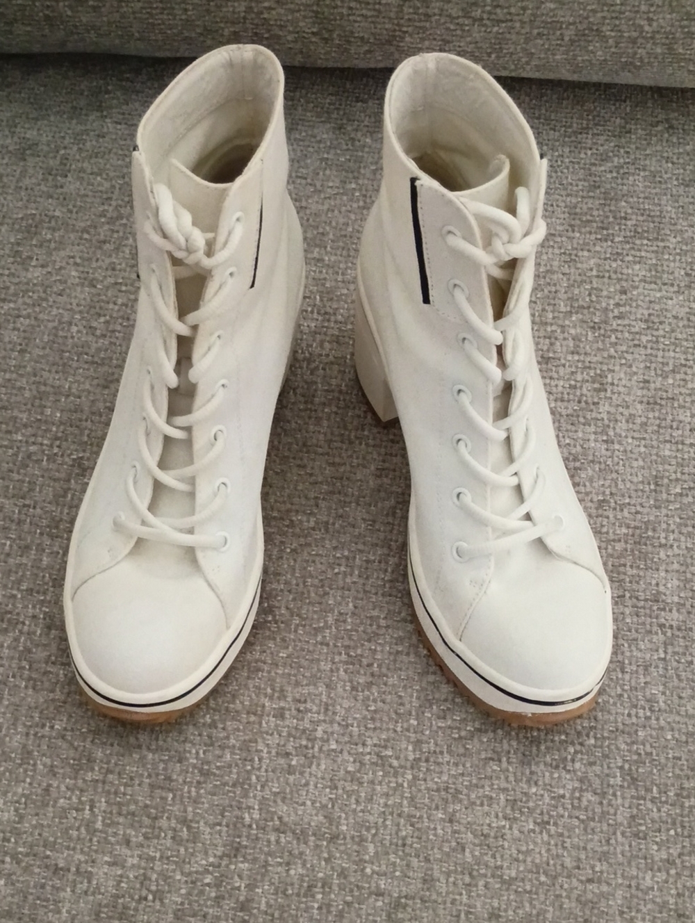 MIA Off-White Lace-Up Chunky-Heel Ankle Boots